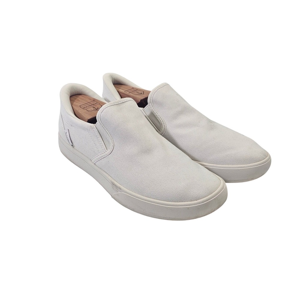 Kizik Vegas White Canvas Slip On Hands‎ Free Sneakers Mens 8 Womens 9.5 Comfort